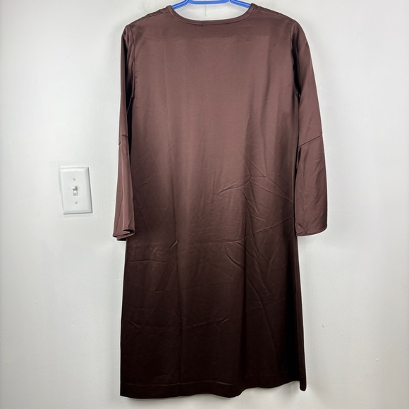 NWT Inwear Brown Satin Eyelet Midi Dress - Picture 8 of 10